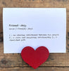 friendship definition greeting card in typewriter font with envelope and rose sticker - Alison Rose Vintage