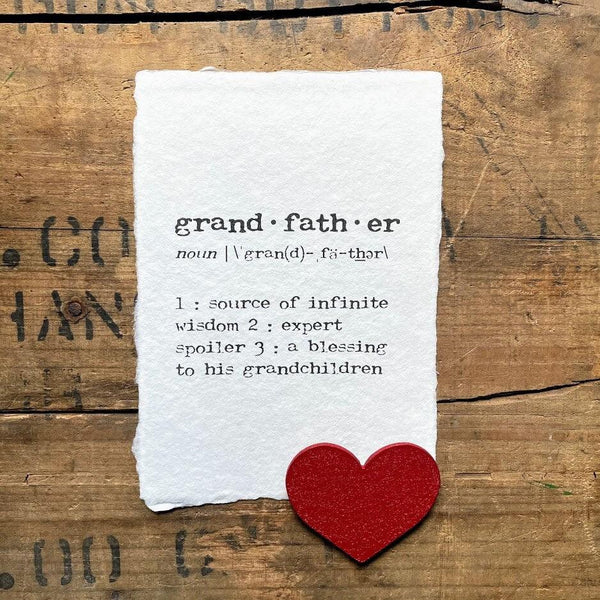 grandfather definition print in typewriter font on 5x7 or 8x10 handmade cotton paper - Alison Rose Vintage