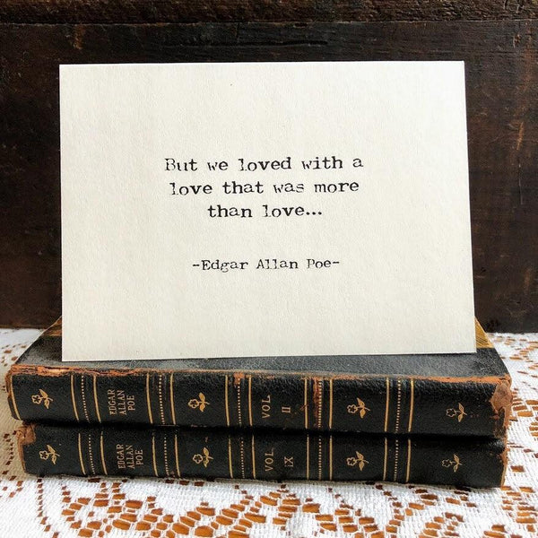 Custom quote greeting card in typewriter and script font with envelope and rose sticker - Alison Rose Vintage