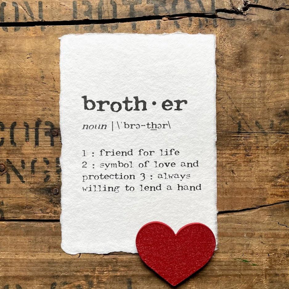 brother definition print in typewriter font on 5x7 or 8x10 handmade cotton paper - Alison Rose Vintage