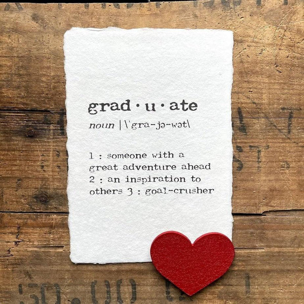 graduate definition print in typewriter font on 5x7 or 8x10 handmade cotton paper - Alison Rose Vintage
