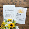 shine definition print in typewriter font on 5x7 or 8x10 handmade cotton paper with original sun watercolor image - Alison Rose Vintage