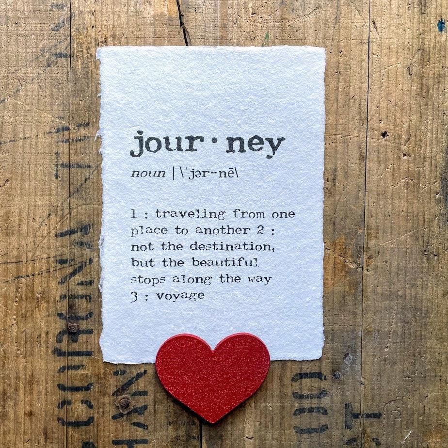 journey definition print in typewriter font on 5x7 or 8x10 handmade cotton paper - Alison Rose Vintage