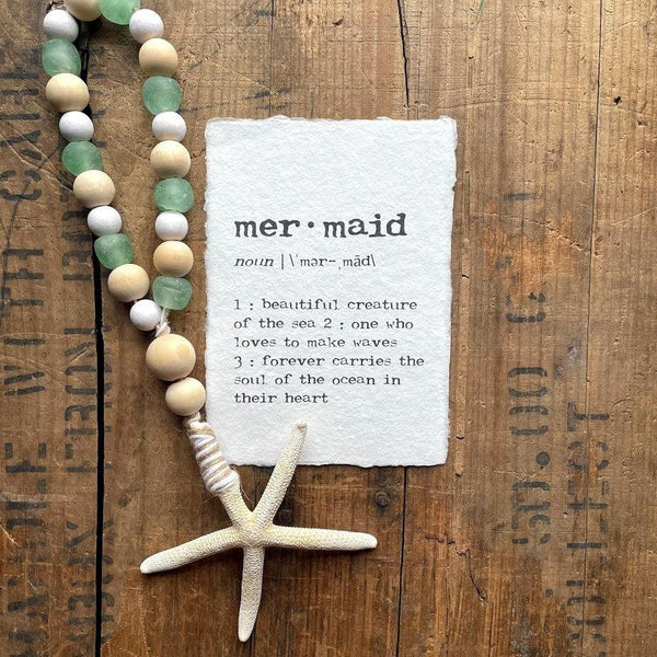 mermaid definition print in typewriter font on 5x7 or 8x10 handmade cotton paper - Alison Rose Vintage