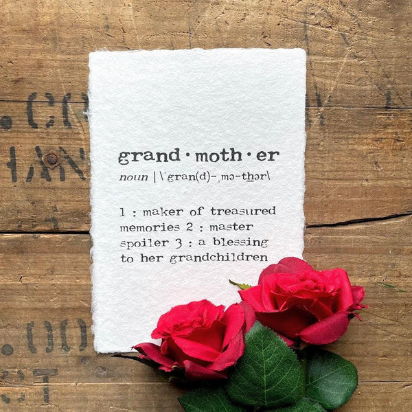 grandmother OR nana definition print in typewriter font on 5x7 or 8x10 handmade cotton paper - Alison Rose Vintage