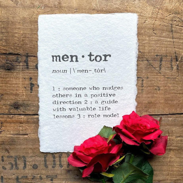 mentor definition print in typewriter font on 5x7 or 8x10 handmade cotton paper - Alison Rose Vintage