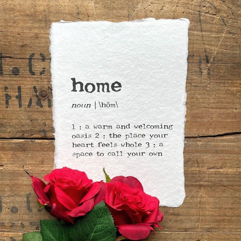 home definition print in typewriter font on 5x7 or 8x10 handmade cotton paper - Alison Rose Vintage