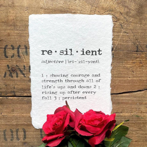 resilient definition print in typewriter font on 5x7 or 8x10 handmade cotton paper - Alison Rose Vintage