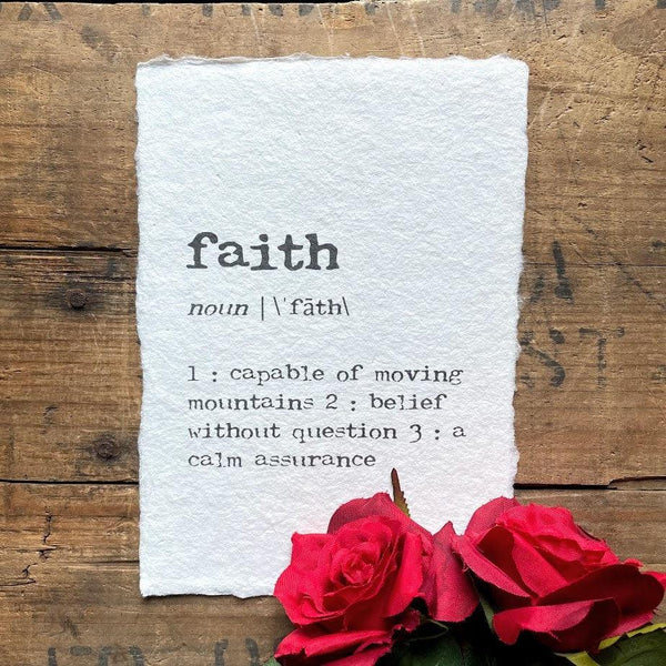 faith definition print in typewriter font on 5x7 or 8x10 handmade cotton paper - Alison Rose Vintage