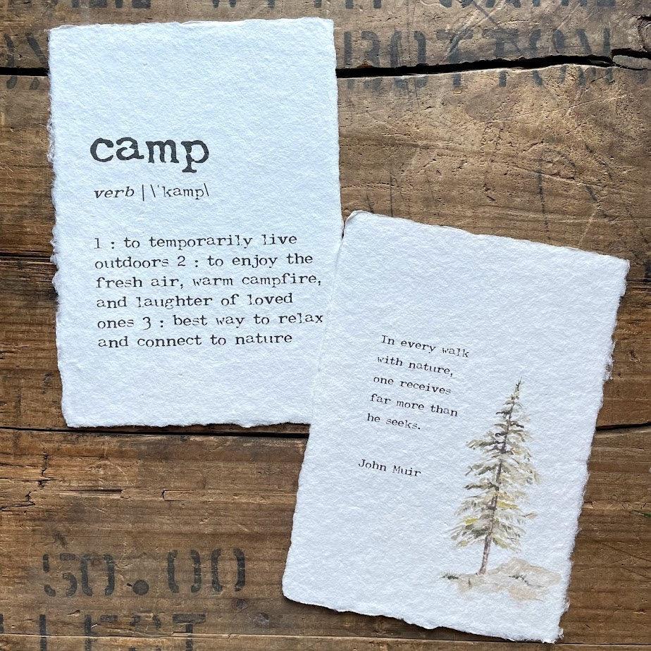 camp bedeutung camp definition print in typewriter font on handmade paper– Alison Rose Vintage