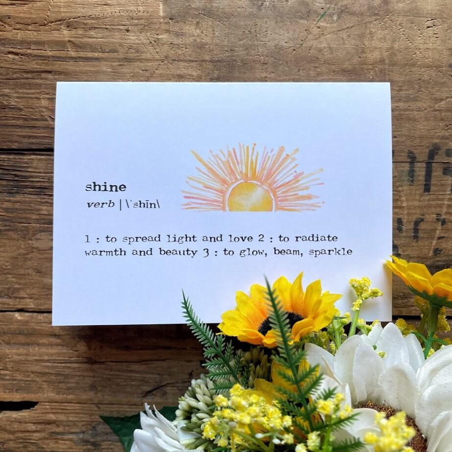 shine definition greeting card in typewriter font with original sunshine watercolor - Alison Rose Vintage