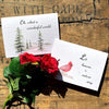 Oh, what a wonderful world greeting card with pine trees image, envelope and rose sticker - Alison Rose Vintage