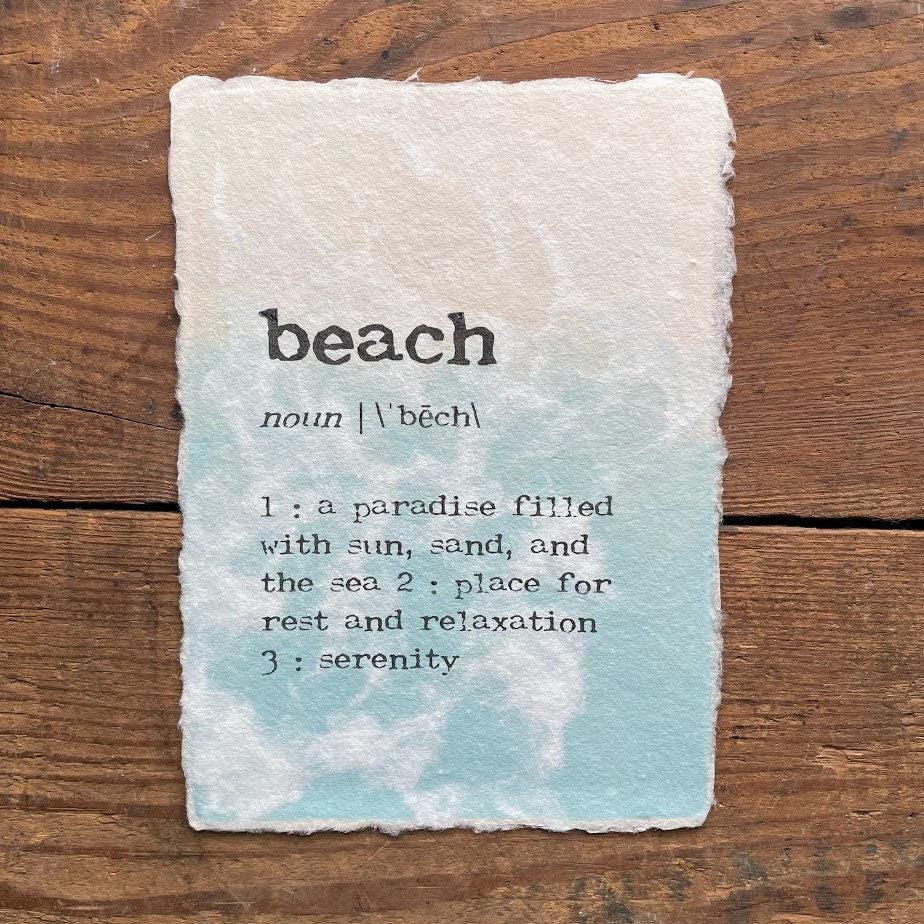 Salt water, beach, ocean, mermaid, salty or custom definition or text print on 5x7 specialty handmade ocean wave paper - Alison Rose Vintage