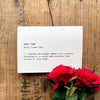 mentor definition greeting card in typewriter font with envelope and rose sticker - Alison Rose Vintage