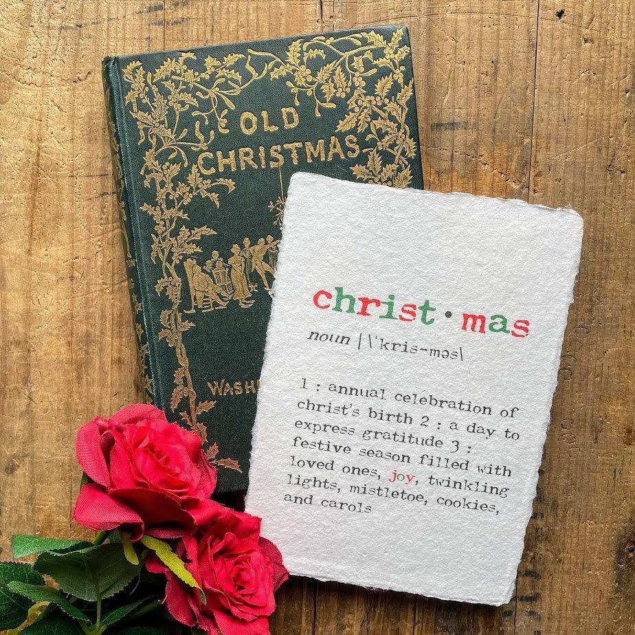 christmas definition print in typewriter font on 5x7 or 8x10 handmade cotton paper - Alison Rose Vintage