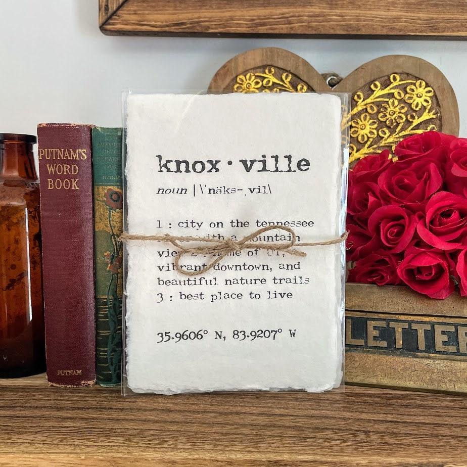knoxville tennessee definition print in typewriter font on 5x7 or 8x10 handmade paper - Alison Rose Vintage