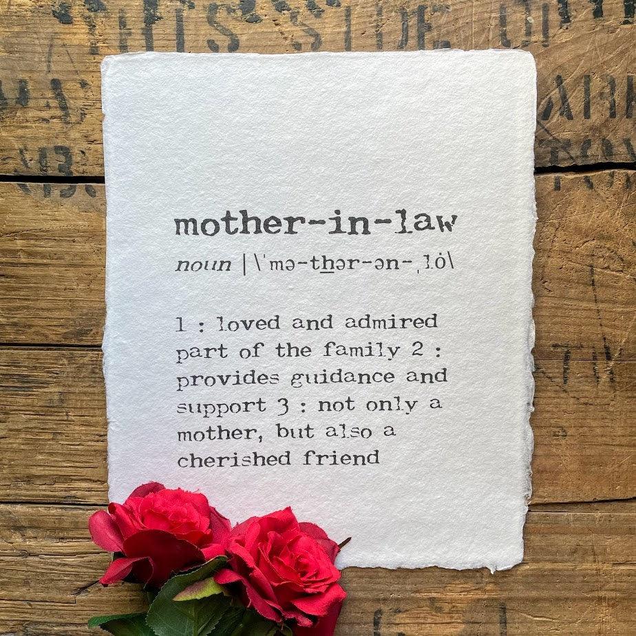 mother-in-law definition print in typewriter font on handmade cotton paper - Alison Rose Vintage