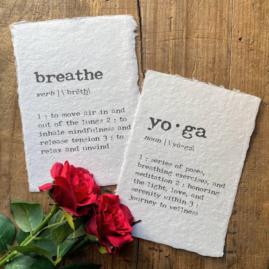 breathe definition print in typewriter font on 5x7, 8x10, or 11x14 handmade cotton paper - Alison Rose Vintage