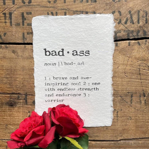 badass definition print in typewriter font on 5x7 or 8x10 handmade cotton paper - Alison Rose Vintage