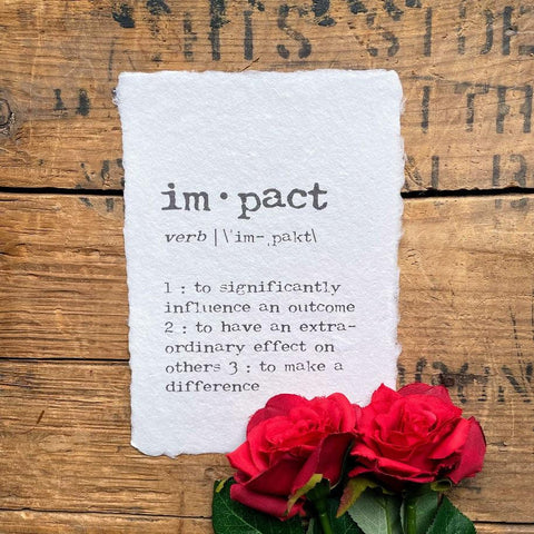 impact definition print in typewriter font on handmade paper - Alison Rose Vintage