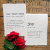 contentment definition print in typewriter font on handmade cotton paper.