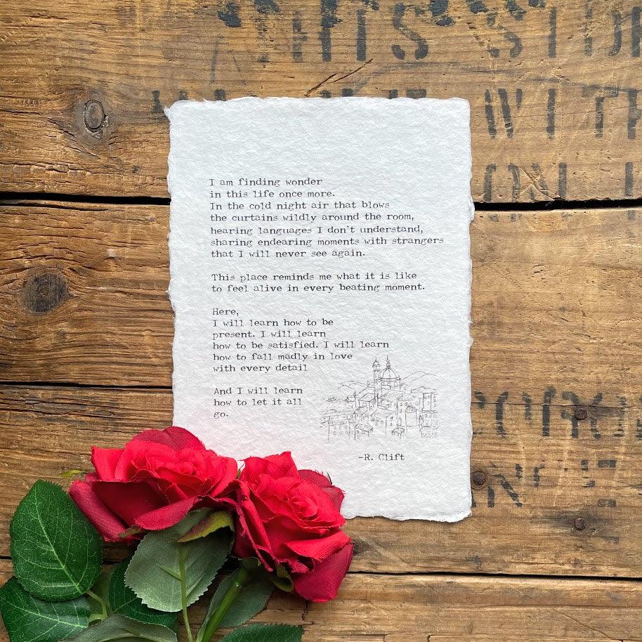 Learn to let go travel poem by R. Clift on handmade paper– Alison Rose ...