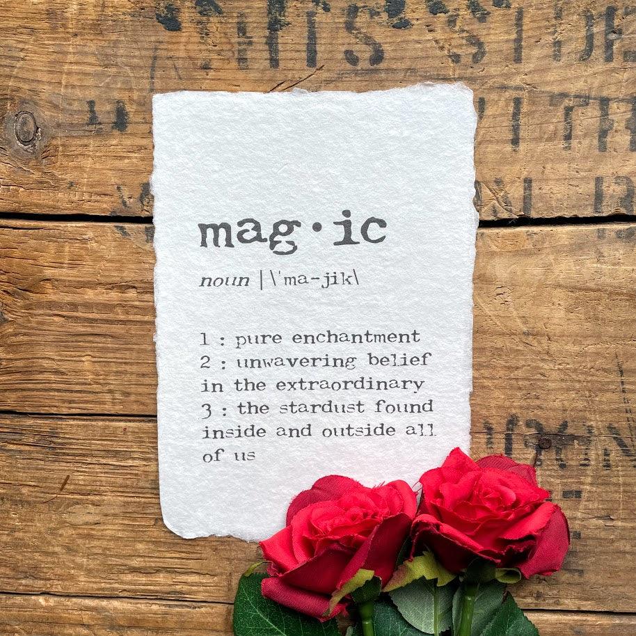magic definition print in typewriter font on handmade cotton paper - Alison Rose Vintage