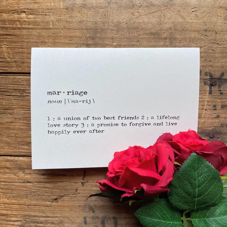 marriage definition greeting card in typewriter font