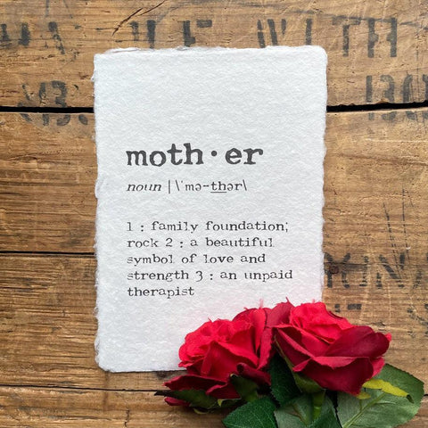 mother definition print in typewriter font on handmade cotton paper - Alison Rose Vintage