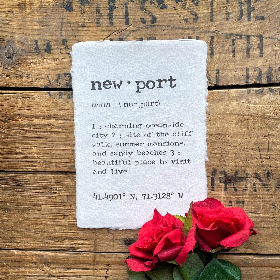 newport rhode island definition print in typewriter font on handmade p