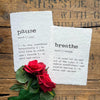 pause definition print in typewriter font on handmade cotton paper - Alison Rose Vintage