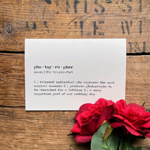 photographer definition greeting card in typewriter font - Alison Rose Vintage
