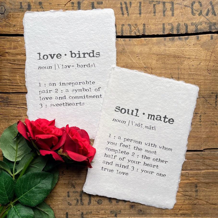 soulmate definition print in typewriter font on handmade cotton paper - Alison Rose Vintage