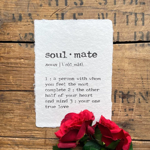 soulmate definition print in typewriter font on handmade cotton paper - Alison Rose Vintage