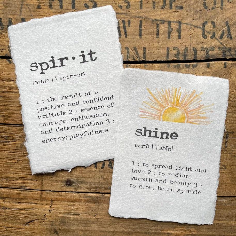 spirit definition print in typewriter font on 5x7 or 8x10 handmade cotton paper - Alison Rose Vintage