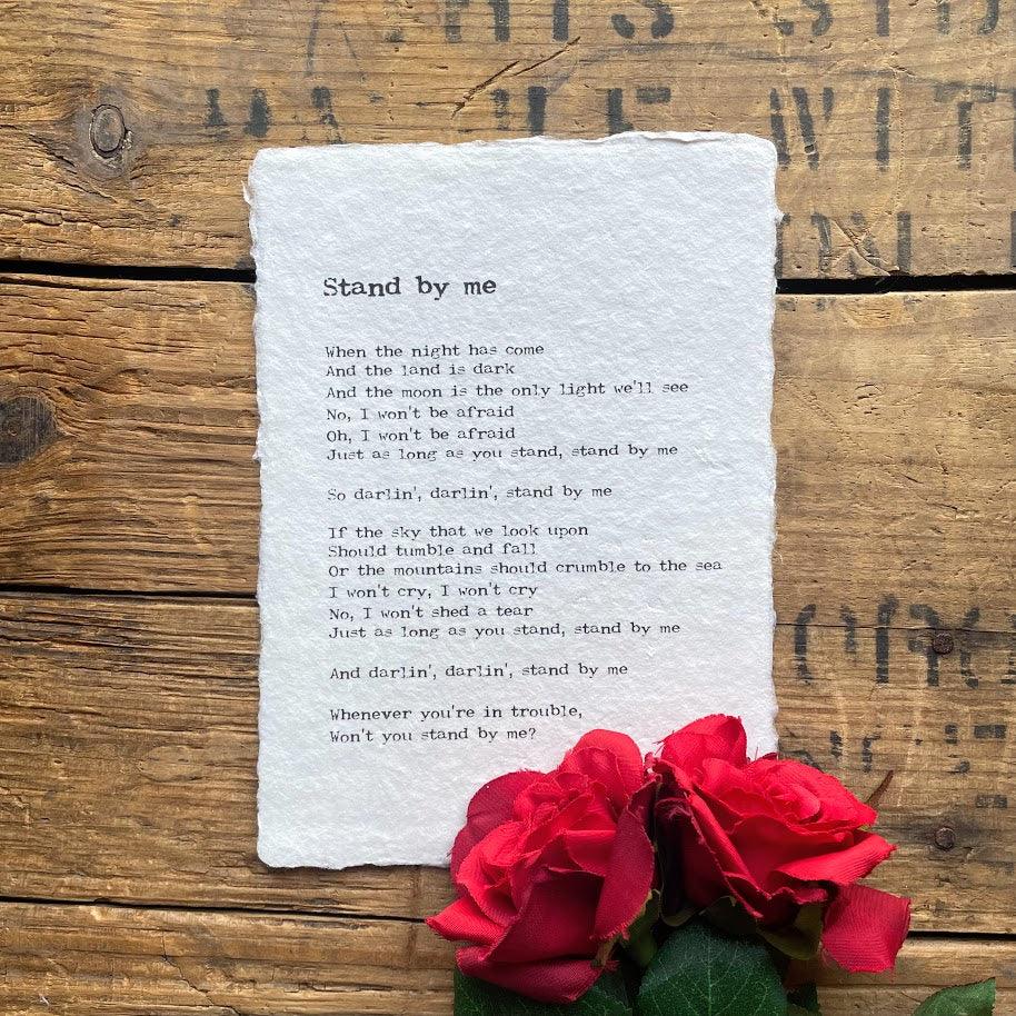 Custom song lyrics print on handmade cotton paper - Alison Rose Vintage